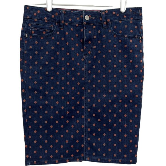 Anthropologie Dresses & Skirts - Pilcro and the letterpress Women's Stretch Dot Navy Pencil Mid Skirt Size 27